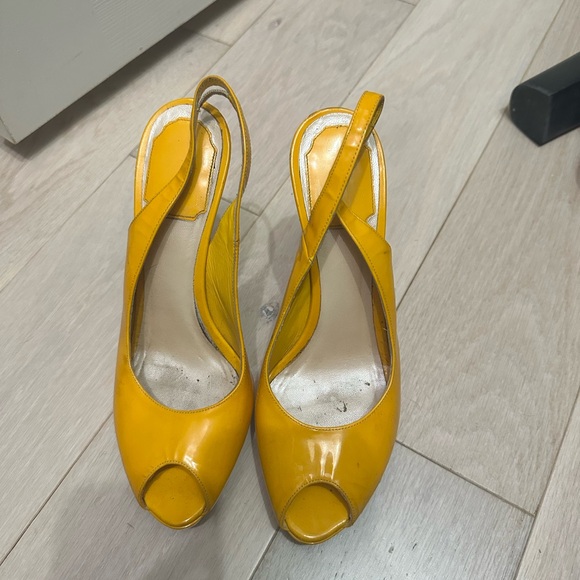 Dior Shoes - Dior Vibrant Yellow Peep-Toe Heels